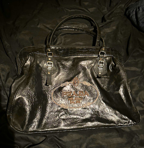 Prada black leather - leather, handle