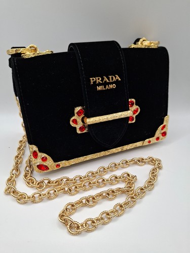 Prada cahier bag black velvet - prada,