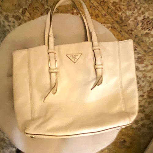 Prada beige leather tote - prada, bag