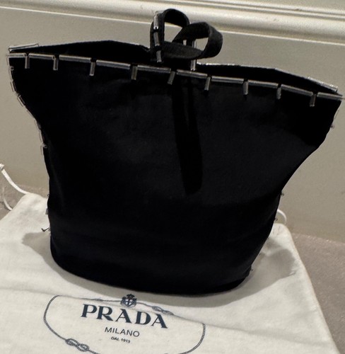 Prada handbag black satin - prada,