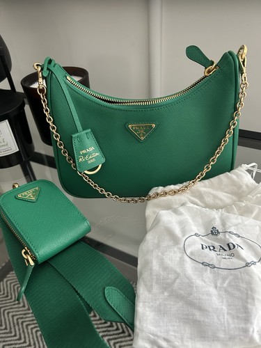 Prada saffiano bag green - prada,