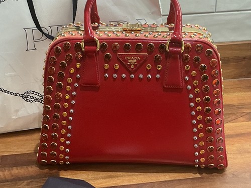 Prada red saffiano jewelled - prada,