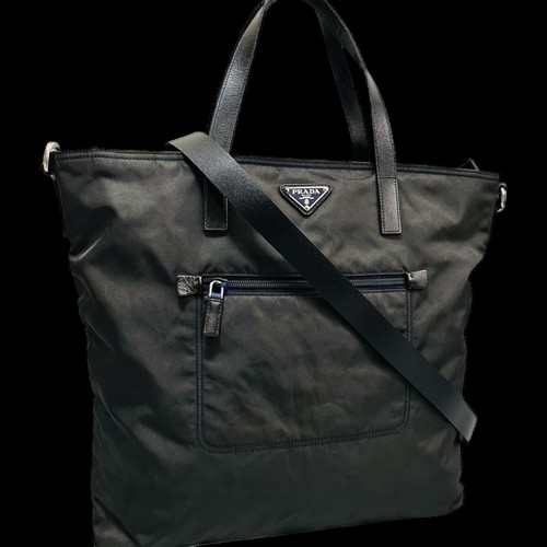 Prada black nylon tessuto - black,