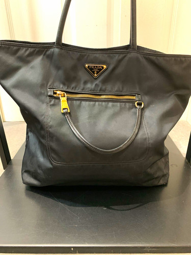 Prada black nylon leather - nylon/leather, tote