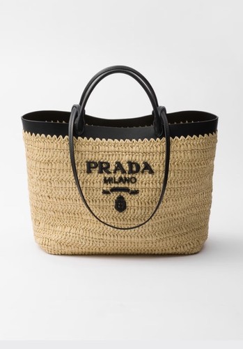 Prada crochet and leather tote