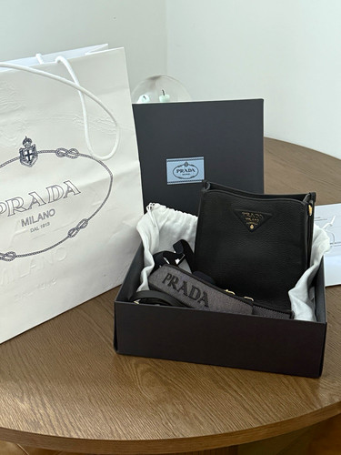 Prada black pebbled leather - prada,