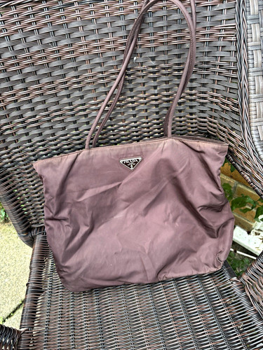 Prada milano brown woven nylon - prada,