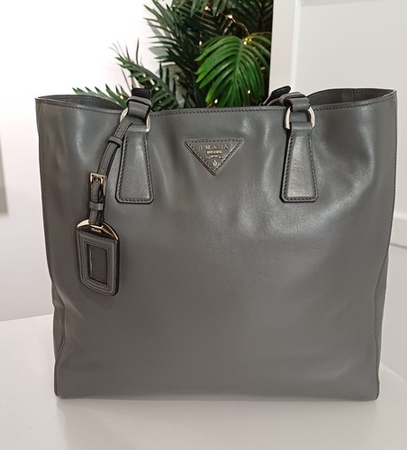 Prada grey leather double - leather,