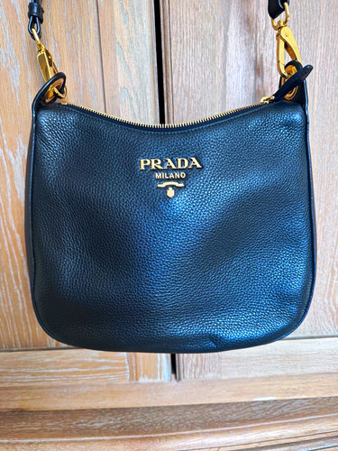 Prada milano black leather zip - milano,
